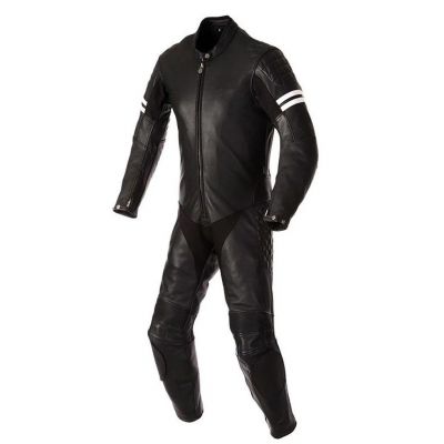 Mens 1 Peice Black Leather Racing Suit