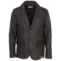Mens Classic Leather Blazer Coat Jacket