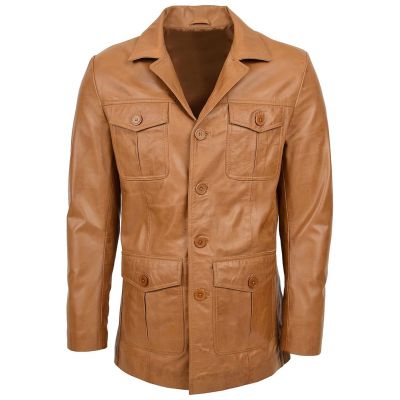 Mens Long Leather Blazer Coat