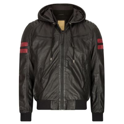 Men Polyester Linning Leather Bomber Jacket