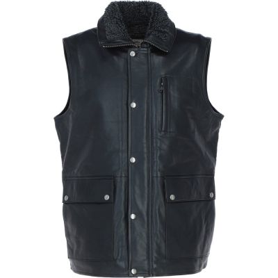 Men Fleece Lining Leather Vest