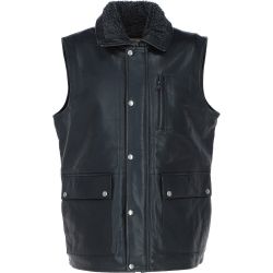 Men Fleece Lining Leather Vest