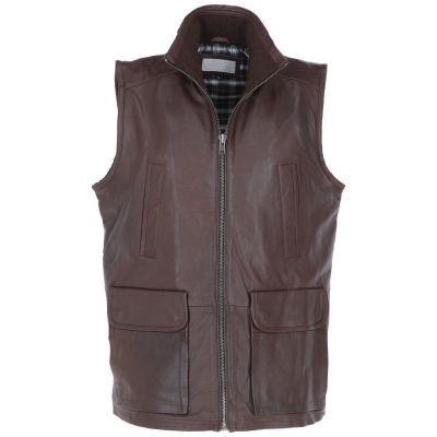 Men Zip Closure Leather Vest