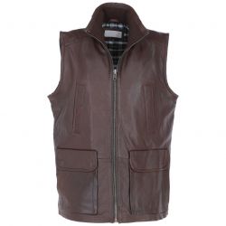Men Zip Closure Leather Vest