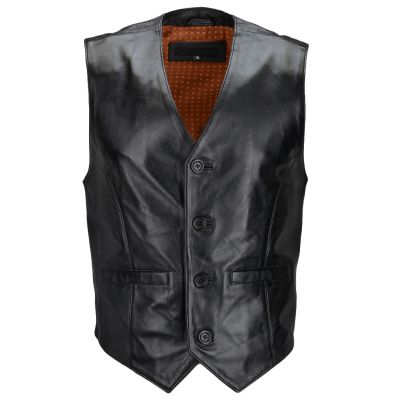 Men Slim Fit Black Leather Vest