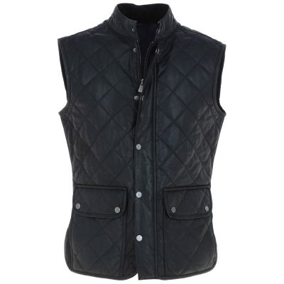 Mens Diamond Quilted Leather Vest