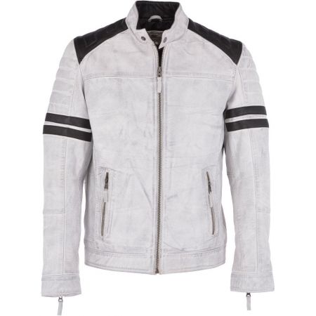 Mens Fully Lined Biker Style Leather Jackets White