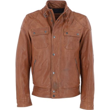 Mens Zip Fastening Closure Leather Jacket