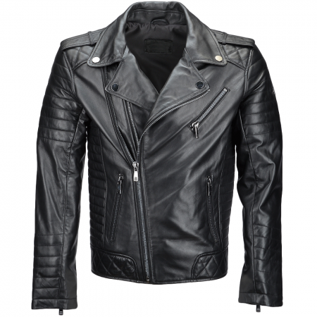 Mens Regular fit Black Leather Jacket