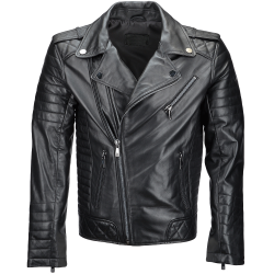 Mens Regular fit Black Leather Jacket