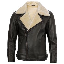 Mens Wide Collar Winter Leather Jackets