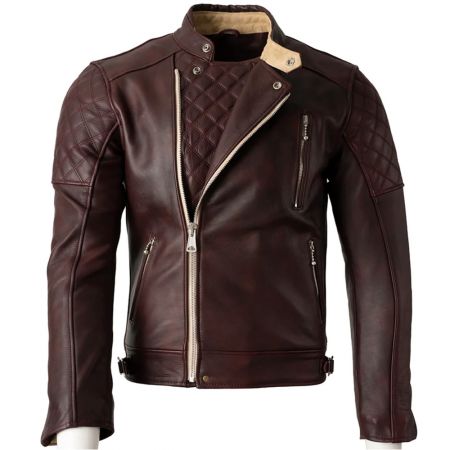 Mens Quilted Adjustable cuffs Racing Leather Jackets