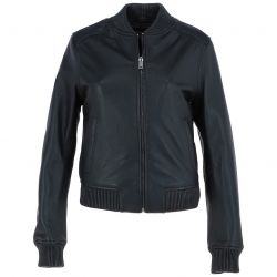 Womens Black Bomber Leather Jacket