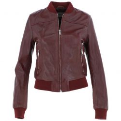 Womens Slim Fit Bomber Leather Jacket