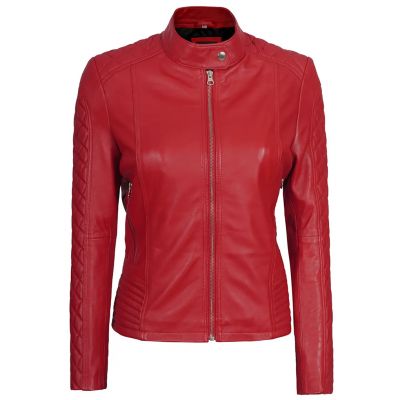 Women Red Lambskin Leather Jacket