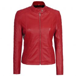 Women Red Lambskin Leather Jacket