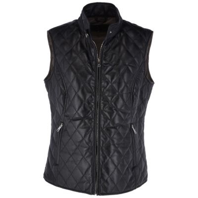 Women Diamond Quilted Leather Vest
