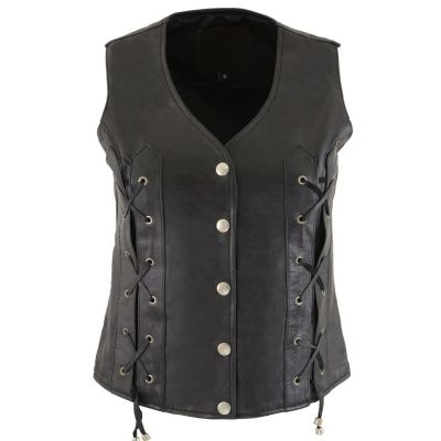 Women Front Laces Leather Vest