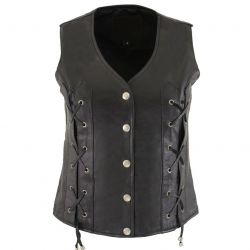 Women Front Laces Leather Vest