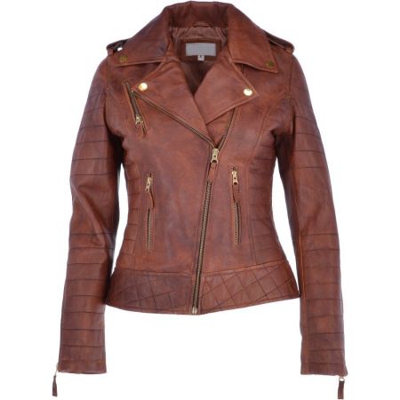 Women Side zip fastening Leather Biker Jacket