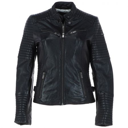 Women Ribbed biker detailing Leather Jacket