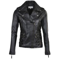 Women Slim Fit Biker Style Leather Jacket