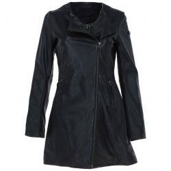 Womens Side Zip Black Leather Jacket Coat