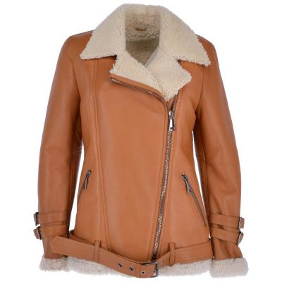 Womens Side Zip Winter Sheepskin Jacket