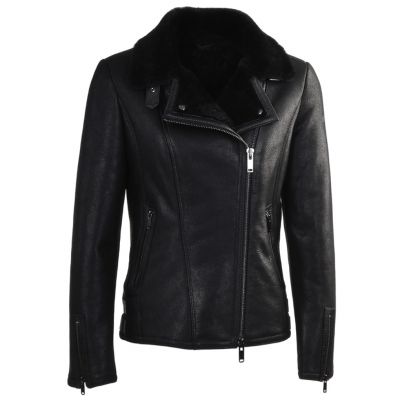 Womens Side zip Aviator Winter Jacket Black